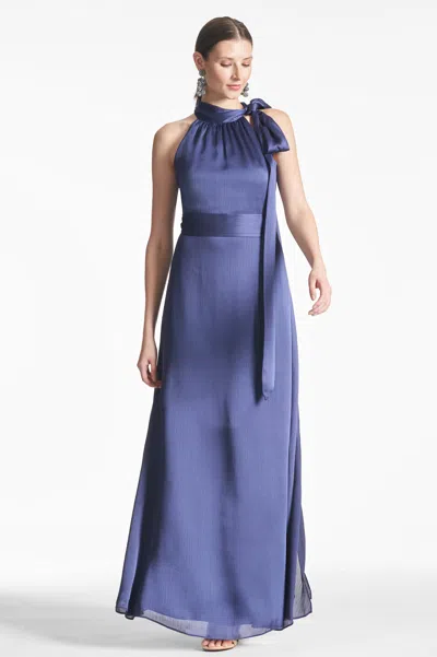 Sachin & Babi Kayla Halter Gown In Deep Cobalt