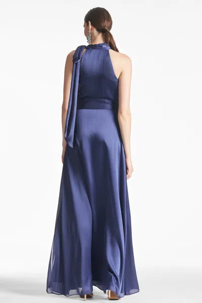 Sachin & Babi Kayla Halter Gown In Deep Cobalt