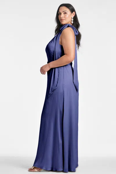 Sachin & Babi Kayla Halter Gown In Deep Cobalt