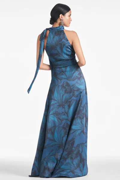 Sachin & Babi Kayla Halter Gown In Tonal Petal