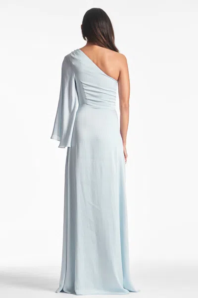 Sachin & Babi Keely Long Sleeve One-shoulder Gown In Ice Blue