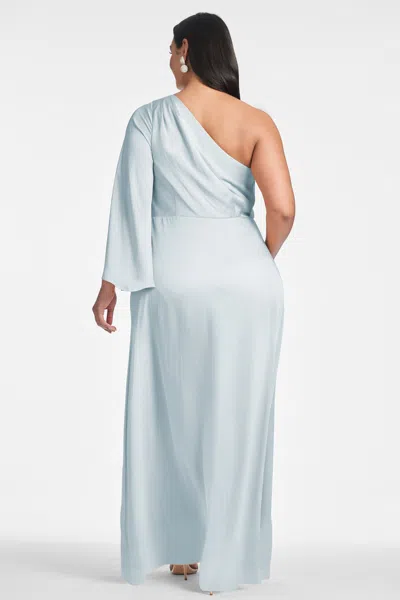 Sachin & Babi Keely Long Sleeve One-shoulder Gown In Ice Blue