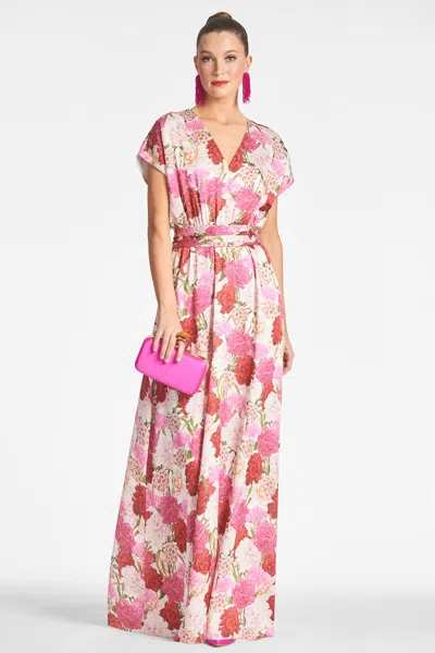 Sachin & Babi Leah Floral Georgette Gown In Campo Di Fiore