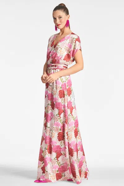 Sachin & Babi Leah Floral Georgette Gown In Campo Di Fiore