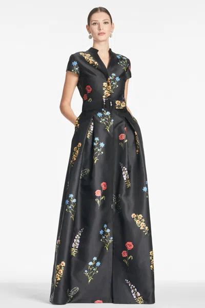 Sachin & Babi Marta Gown In Noir Bouquet