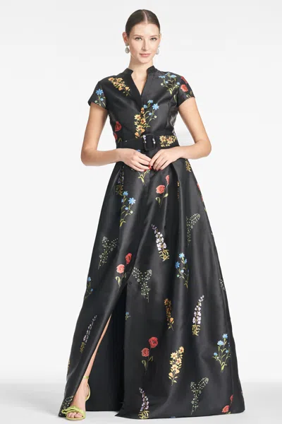 Sachin & Babi Marta Gown In Noir Bouquet
