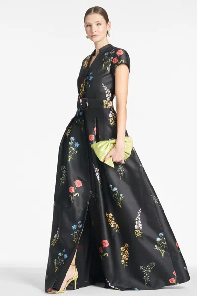 Sachin & Babi Marta Gown In Noir Bouquet