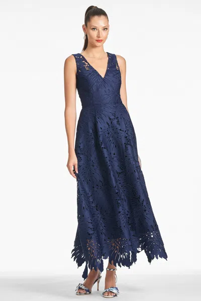 Sachin & Babi Miuccia Eyelet-embroidered Maxi Dress In Navy