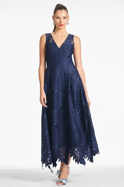 Sachin & Babi Miuccia Eyelet-embroidered Maxi Dress In Navy