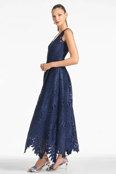 Sachin & Babi Miuccia Eyelet-embroidered Maxi Dress In Navy