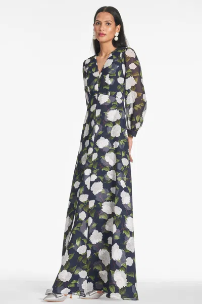Sachin & Babi Penny Gown In Navy/ivory Moonlit Garden