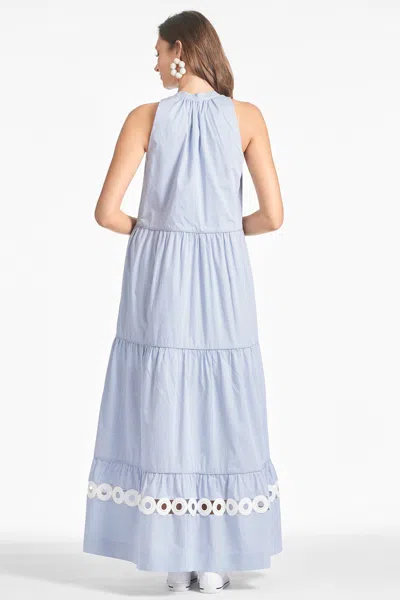 Sachin & Babi Positano Tiered Lace-inset Maxi Dress In Pinstripe