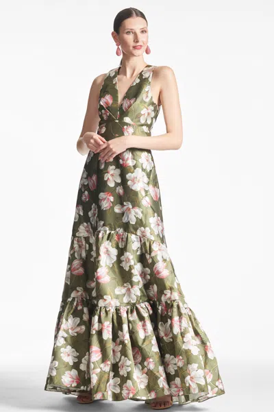 Sachin & Babi Rori Gown In Moss Magnolia