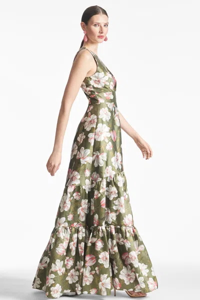 Sachin & Babi Rori Gown In Moss Magnolia