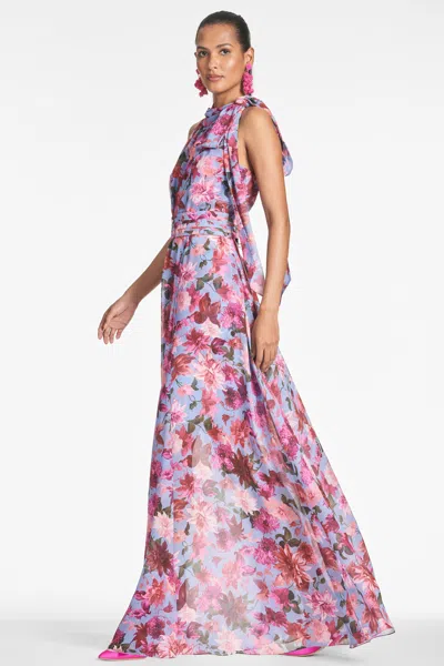 Sachin & Babi Selena Gown In Pink/periwinkle Dahlia