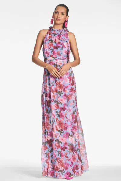 Sachin & Babi Selena Gown In Pink/periwinkle Dahlia