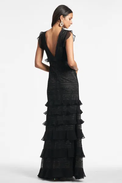 Sachin & Babi Serafina Lace Ruffled Gown In Black