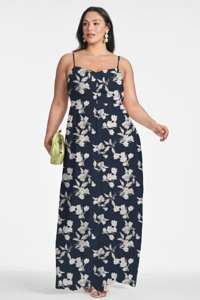Sachin & Babi Sienna Floral Chiffon Gown In Navy Venetia Petal