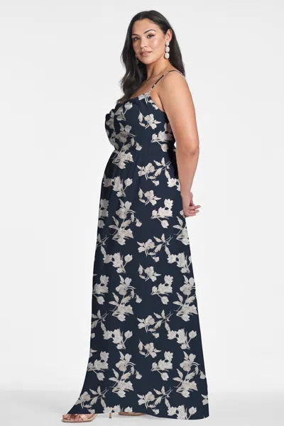 Sachin & Babi Sienna Floral Chiffon Gown In Navy Venetia Petal