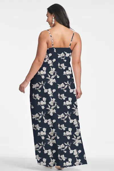 Sachin & Babi Sienna Floral Chiffon Gown In Navy Venetia Petal