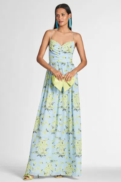 Sachin & Babi Sienna Floral Gown In Sky Citrine Floral