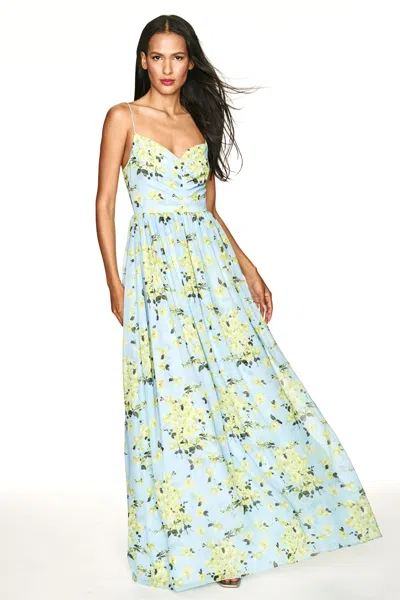 Sachin & Babi Sienna Floral Gown In Sky Citrine Floral