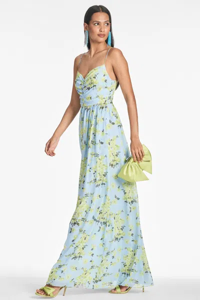 Sachin & Babi Sienna Floral Gown In Sky Citrine Floral