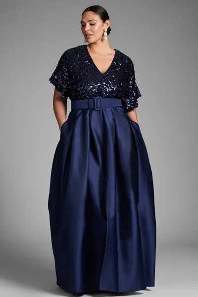 Sachin & Babi Simone Gown In Navy In Blue