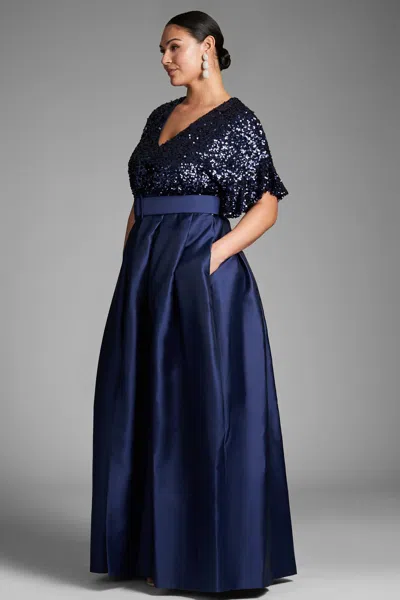 Sachin & Babi Simone Gown In Navy In Blue