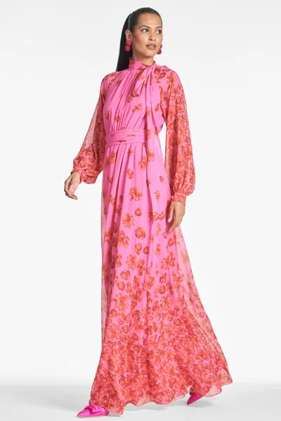 Sachin & Babi Vera Floral-print Gown In Rose/vermillion