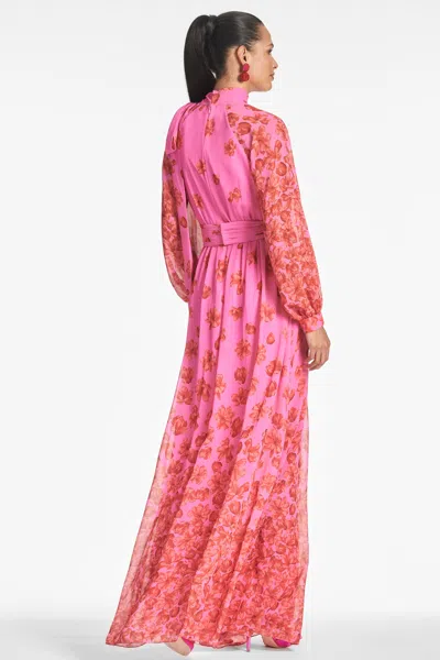 Sachin & Babi Vera Floral-print Gown In Rose/vermillion
