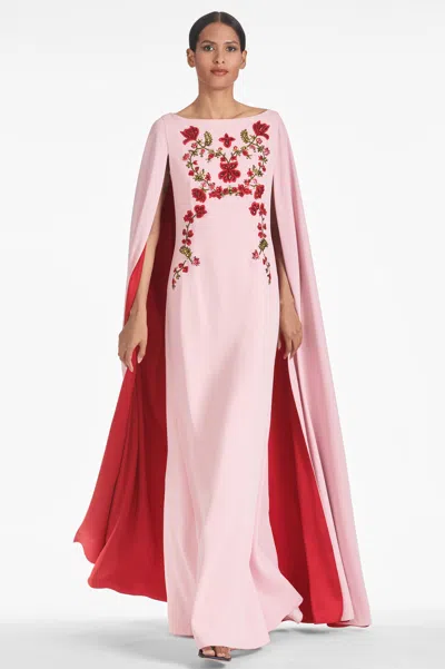 Sachin & Babi Vittoria Gown In Morganite/ruby