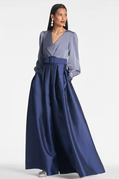 Sachin & Babi Zoe Gown In Smokey Slate/night Sky