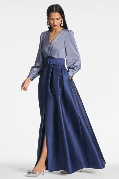 Sachin & Babi Zoe Gown In Smokey Slate/night Sky