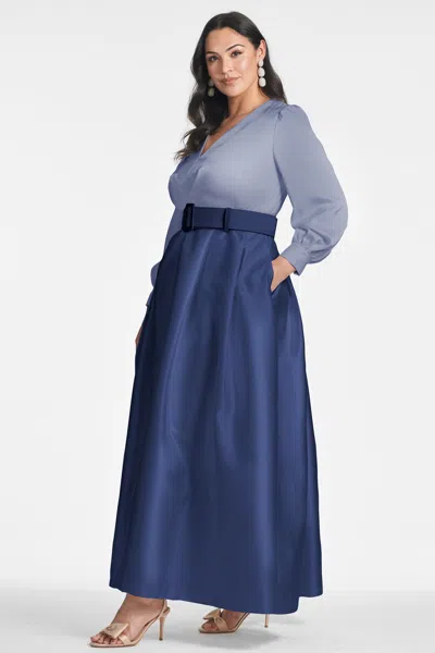 Sachin & Babi Zoe Gown In Smokey Slate/night Sky
