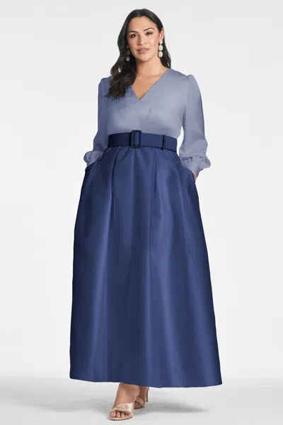 Sachin & Babi Zoe Gown In Smokey Slate/night Sky