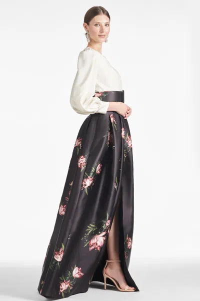 Sachin & Babi Zoe Blossom Gown In Ivory/noir Blossom