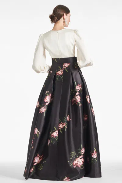 Sachin & Babi Zoe Blossom Gown In Ivory/noir Blossom