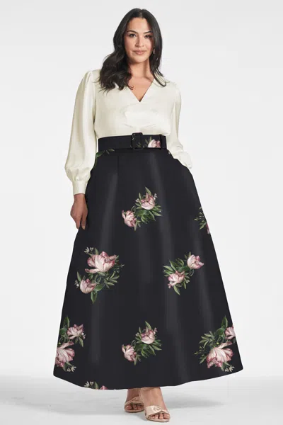 Sachin & Babi Zoe Blossom Gown In Ivory/noir Blossom