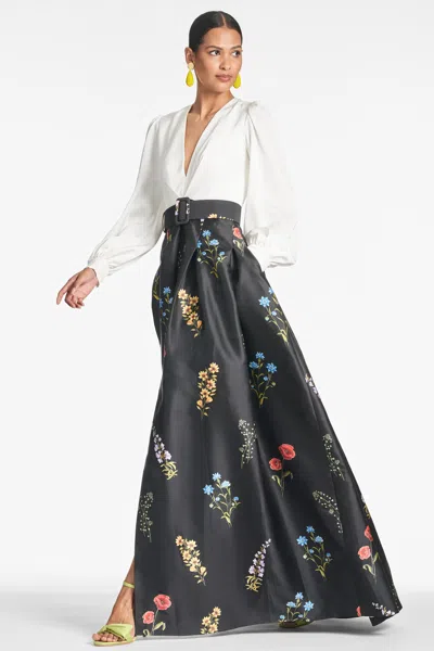 Sachin & Babi Zoe Colour-block Gown In Off White/noir Bouquet