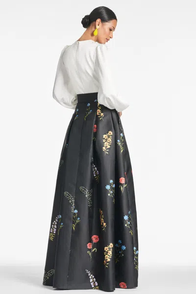 Sachin & Babi Zoe Colour-block Gown In Off White/noir Bouquet