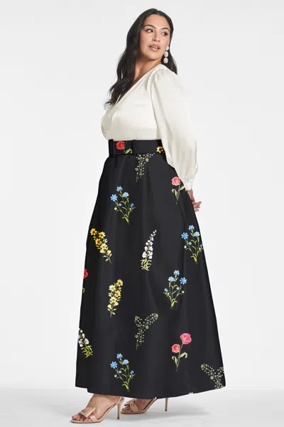 Sachin & Babi Zoe Colour-block Gown In Off White/noir Bouquet