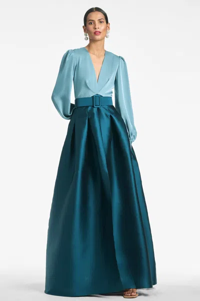 Sachin & Babi Zoe Gown In Seaglass/deep Teal