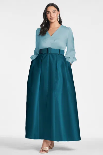 Sachin & Babi Zoe Gown In Seaglass/deep Teal
