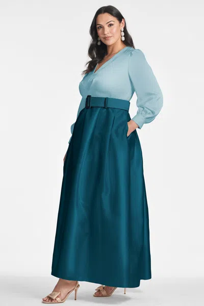 Sachin & Babi Zoe Gown In Seaglass/deep Teal