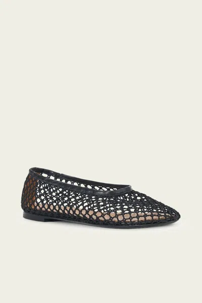 Shop Staud Alba Ballet Flat In Black Netting