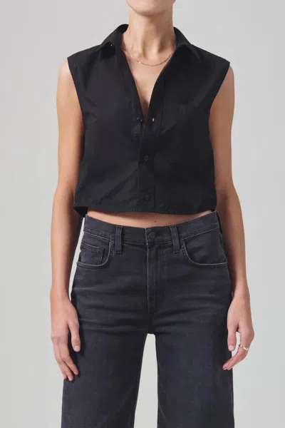 Citizen Of Humanity Anders Sleeveless Crop Top In Black