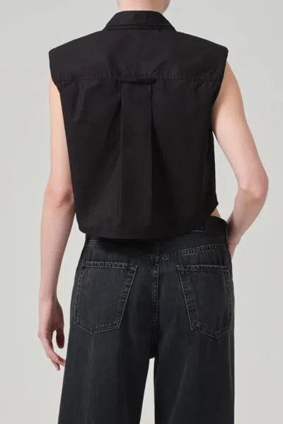Citizens Of Humanity Anders Sleeveless With Shoulder Pads In Black