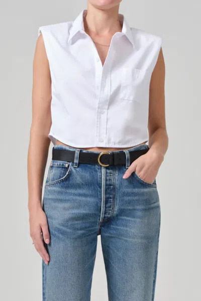 Citizens Of Humanity Anders Sleeveless With Shoulder Pads In White
