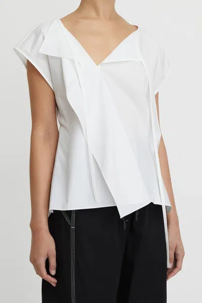 Lee Mathews Andy Tie Neck Top In Natural